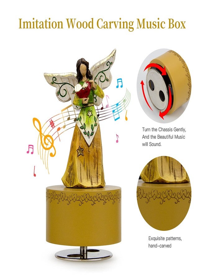 YT3 Studio Music Box, Guardian Angel Musical Box Figurine Holding Heart, Sculpted Hand-Painted Music Boxes Figures Wind Up Angel Musical Boxes for Women Girls in Christmas Birthday Anniversary - Image 5